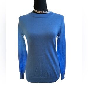 J Crew Women's Merino Wool Blend Sweater Size S Periwinkle Blue Thin Knit Crew